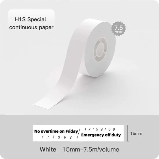 Niimbot - H1S Continious Label - 15*800mm - Doorlopend - Wit - Afbeelding 2