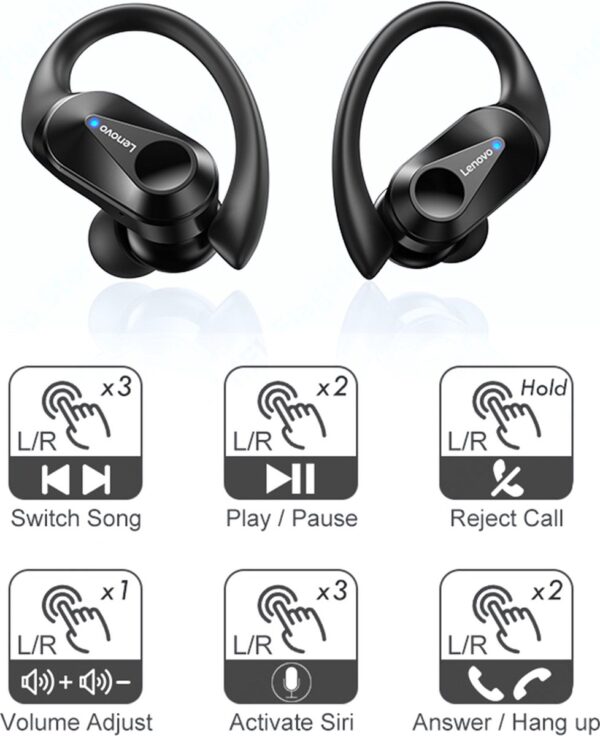Lenovo - LP75 - Bluetooth Oordopjes - Zwart - Afbeelding 3