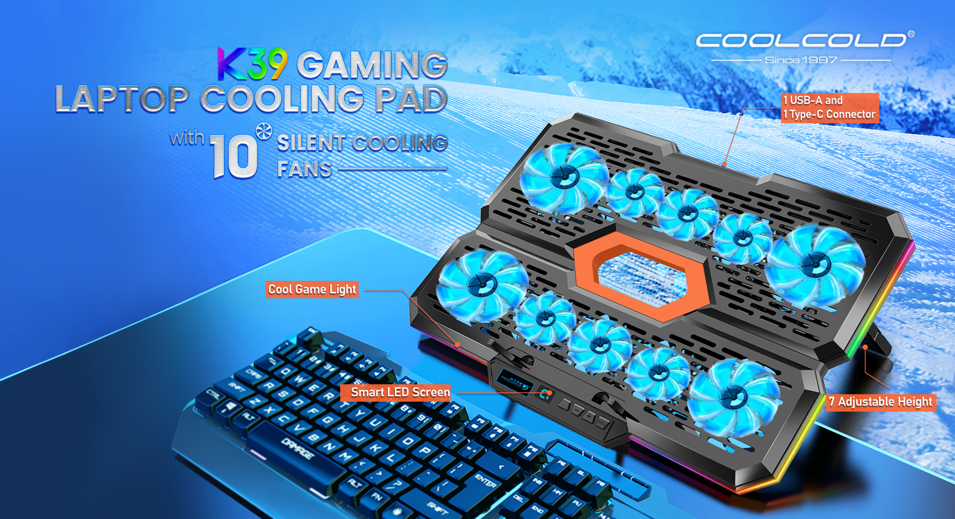 CoolCold - K39 - Laptop Koeler - 17 Inch