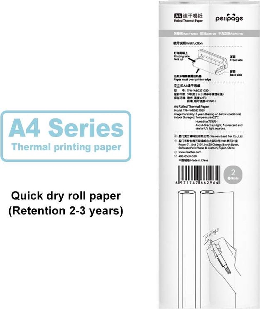 Peripage A40 - 2x Thermische papier rollen - Printpapier - Afbeelding 3