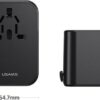USAMS Wereldstekker 65W EU / UK / VS / AU 2x USB-C - USB-A PD Zwart - Afbeelding 9