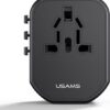 USAMS Wereldstekker 20W EU / UK / VS / AU 2x USB-C – USB-A PD Zwart - Afbeelding 3