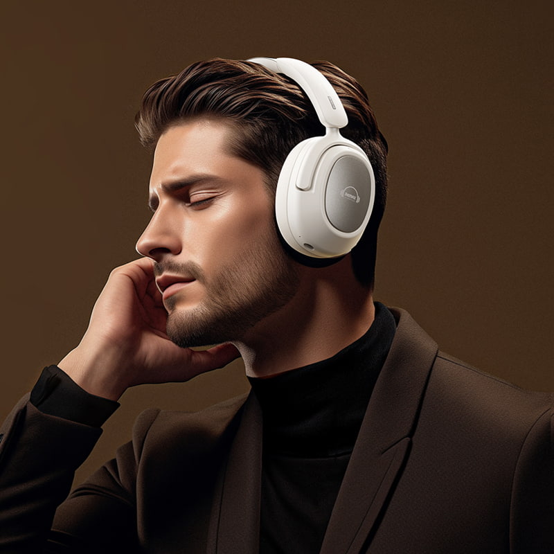 Remax RB-850HB - Bluetooth Koptelefoon - Active Noice Cancelling - Wit - Afbeelding 4