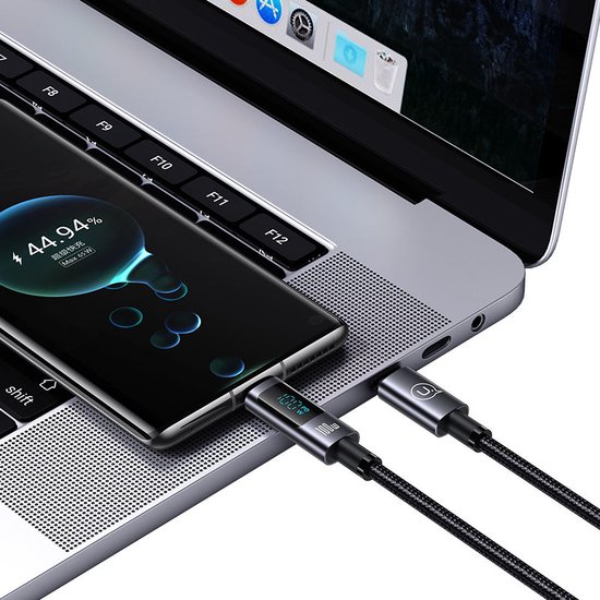 USAMS - USB kabel - Type-C naar Type-C - 100W - 1,2 m - Grijs - Afbeelding 2