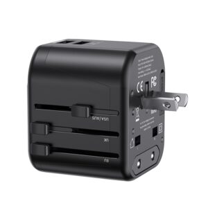 USAMS Wereldstekker 12W EU / UK / VS / AU 2x USB-A - Zwart