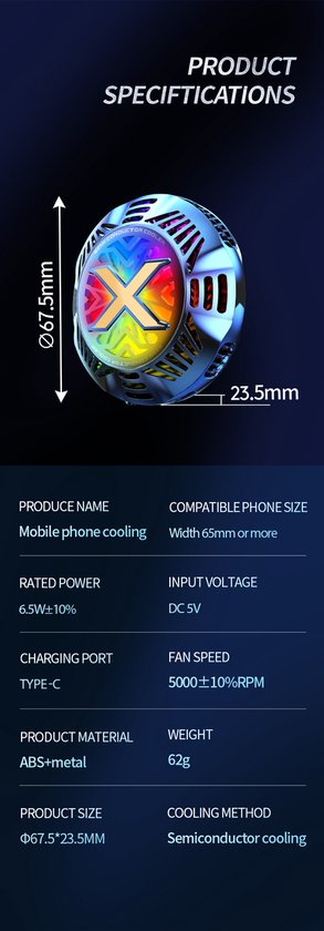 CoolCold G5 - Telefoon Koeler - Breedte vanaf 65mm - Zwart - Afbeelding 8