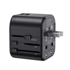 USAMS Wereldstekker 12W EU / UK / VS / AU 2x USB-A - Zwart