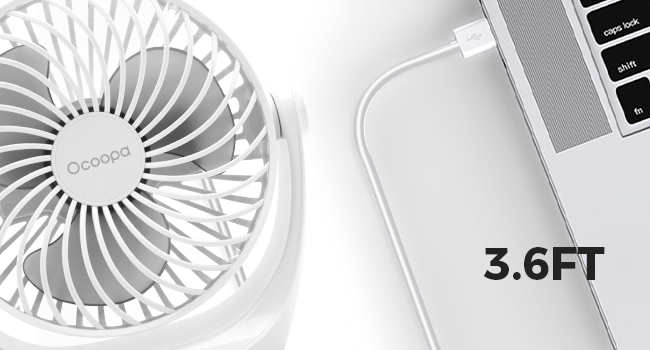 Ocoopa D602 - Mini USB Ventilator - Wit - Afbeelding 3