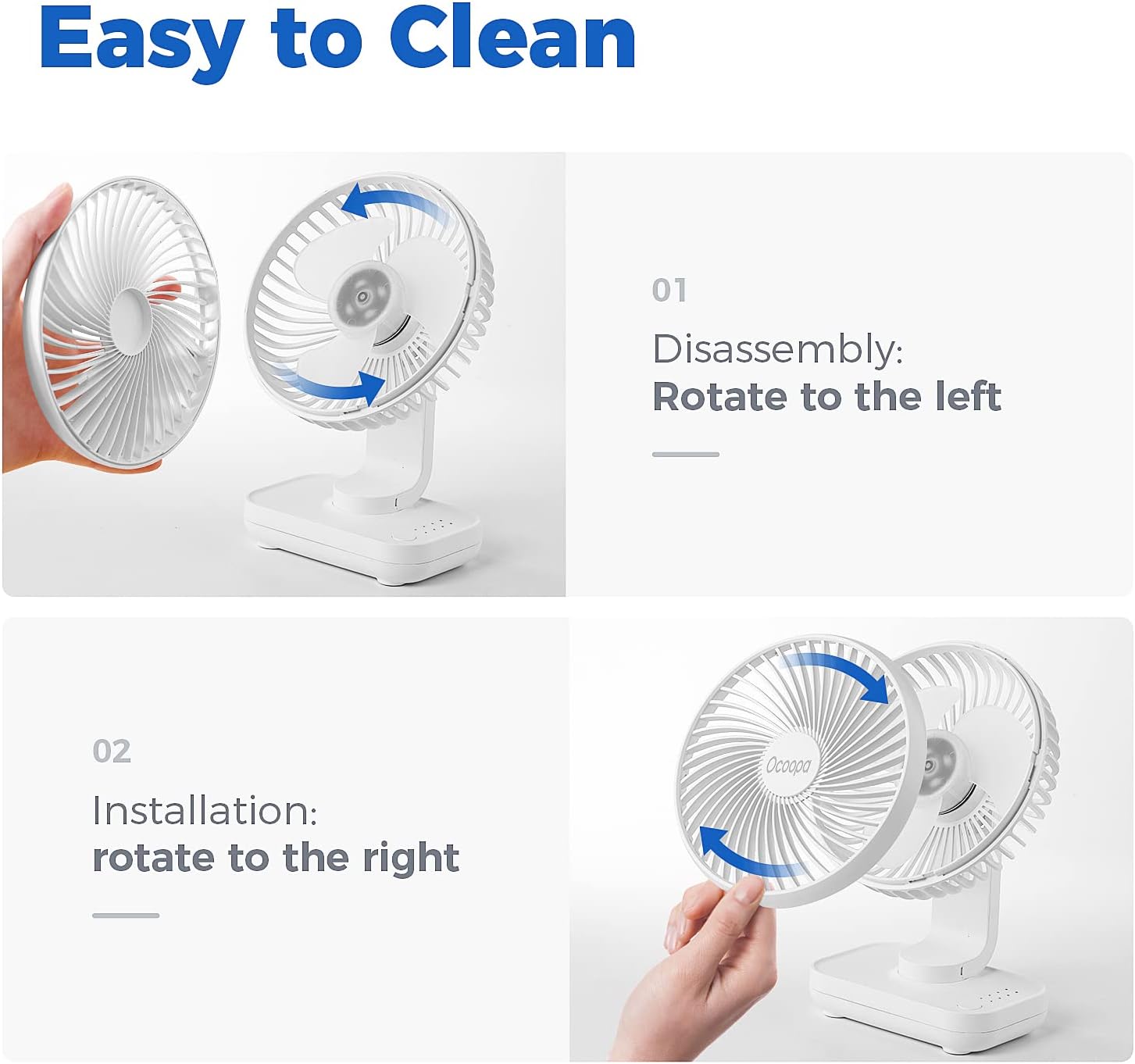 Ocoopa D606 - Bureauventilator - Wit - Oplaadbaar - Afbeelding 5