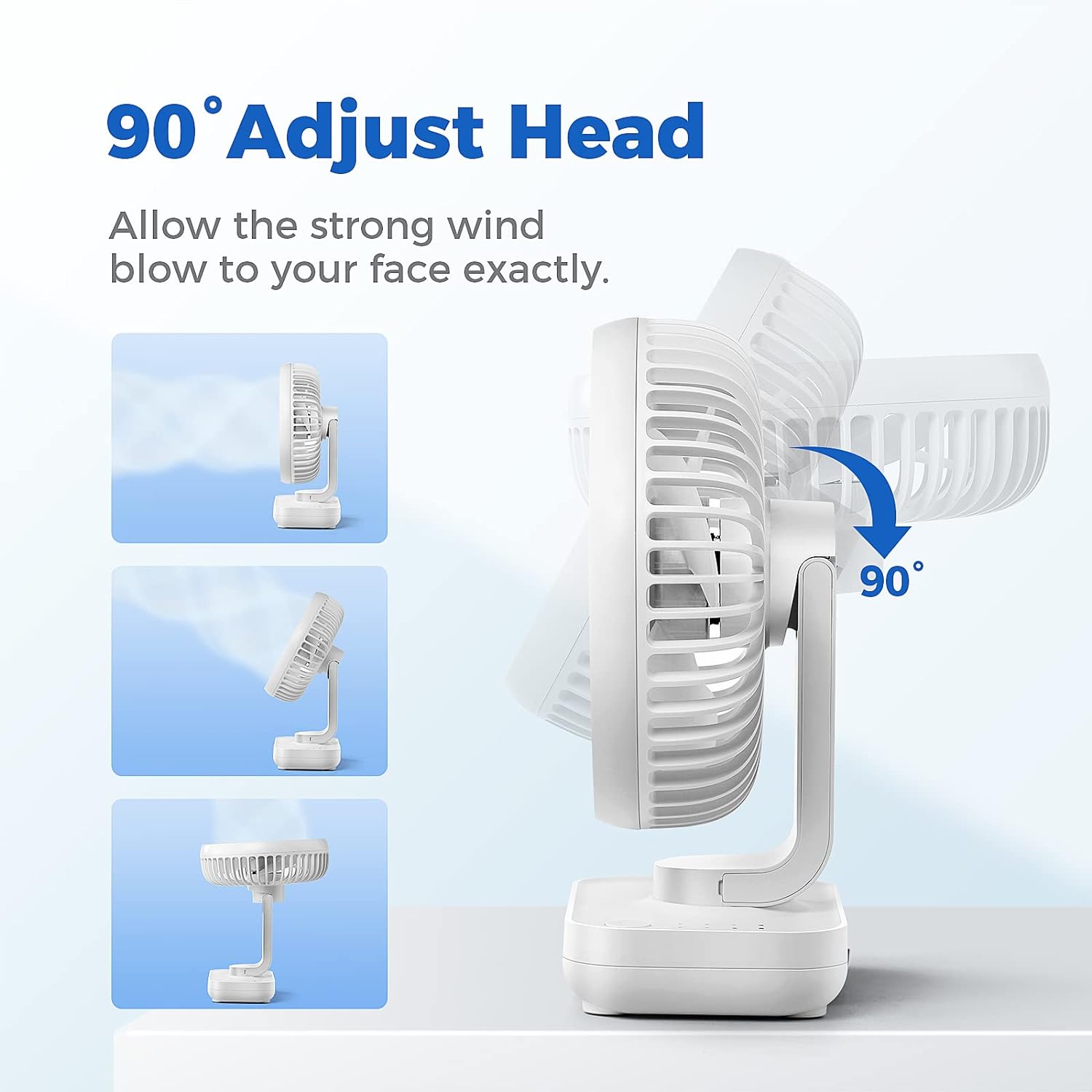 Ocoopa D606 - Bureauventilator - Wit - Oplaadbaar - Afbeelding 7