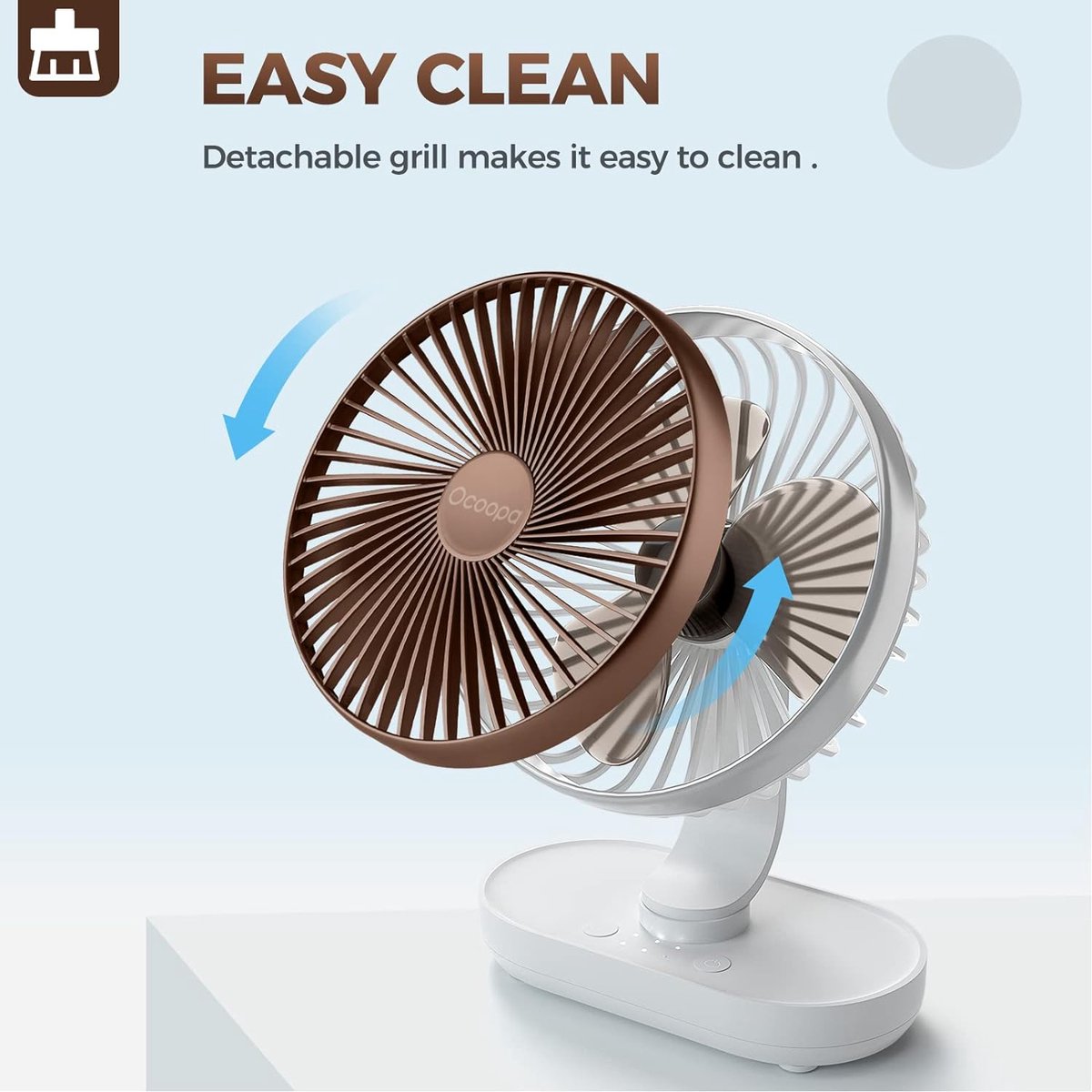 Ocoopa D77 - Mini USB ventilator- Bruin - Oplaadbaar - Afbeelding 2