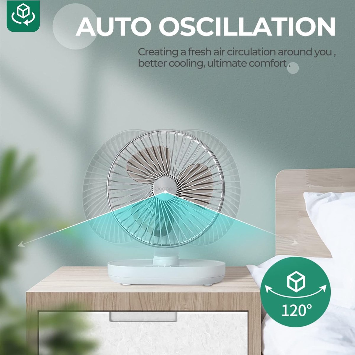 Ocoopa D77 - Mini USB ventilator- Zilver - Oplaadbaar - Afbeelding 7