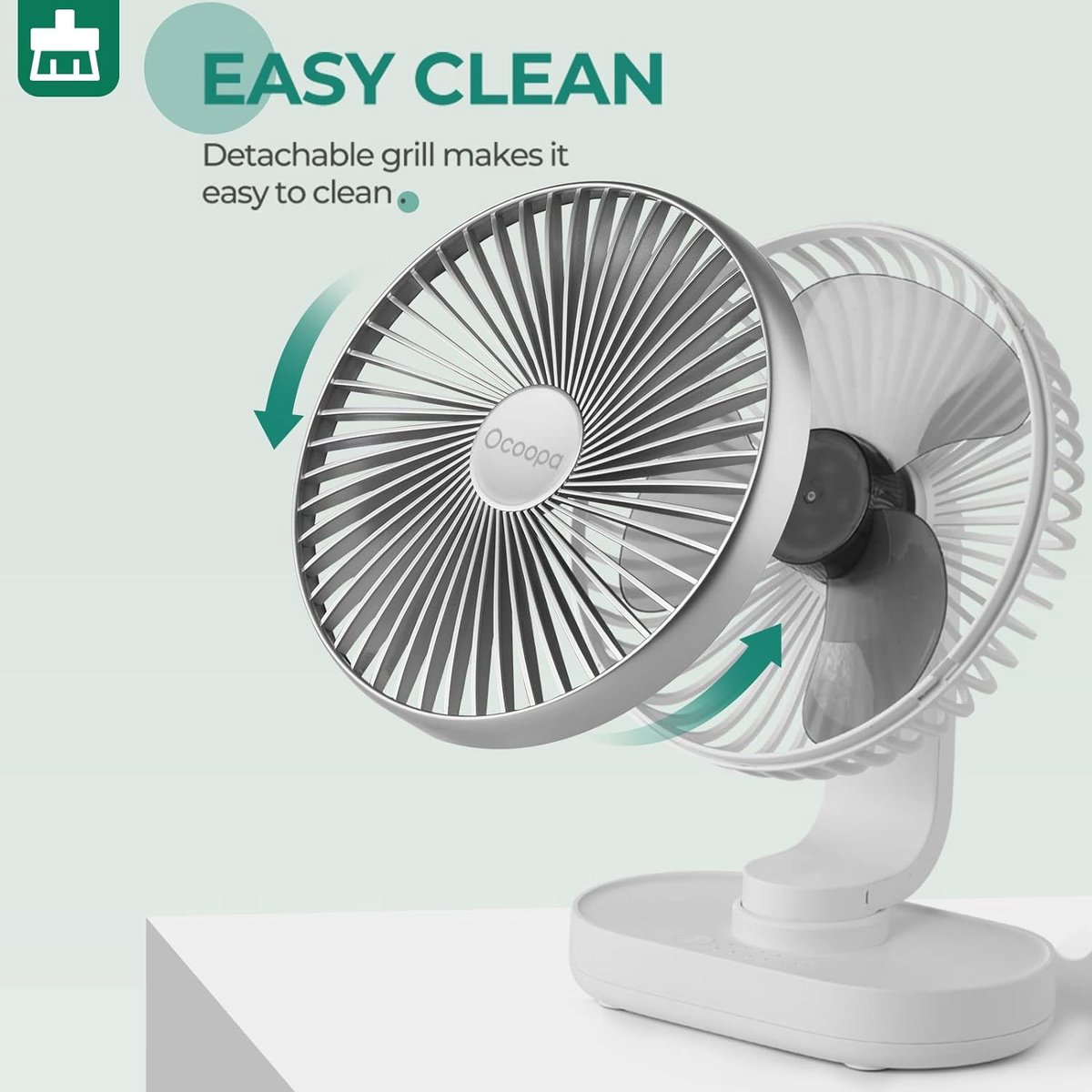 Ocoopa D77 - Mini USB ventilator- Zilver - Oplaadbaar - Afbeelding 8