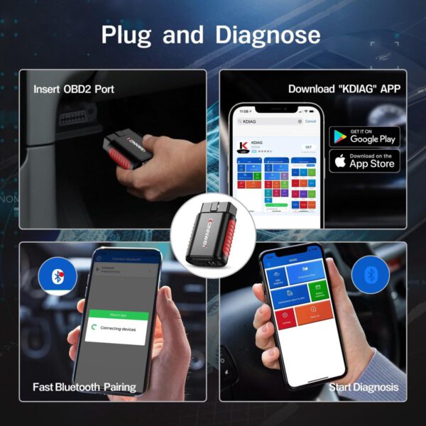 Konnwei KDIAG Smartphone Dongle - OBD2 Scanner - Nederlands - Afbeelding 2