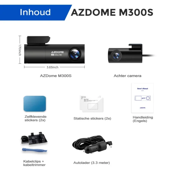 AZDome M300S 4K 2CH Dual Wifi GPS dashcam - Afbeelding 2