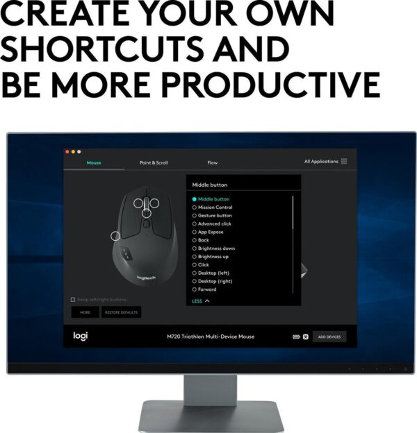 Logitech M720 - Draadloze Muis - Zwart - Afbeelding 6