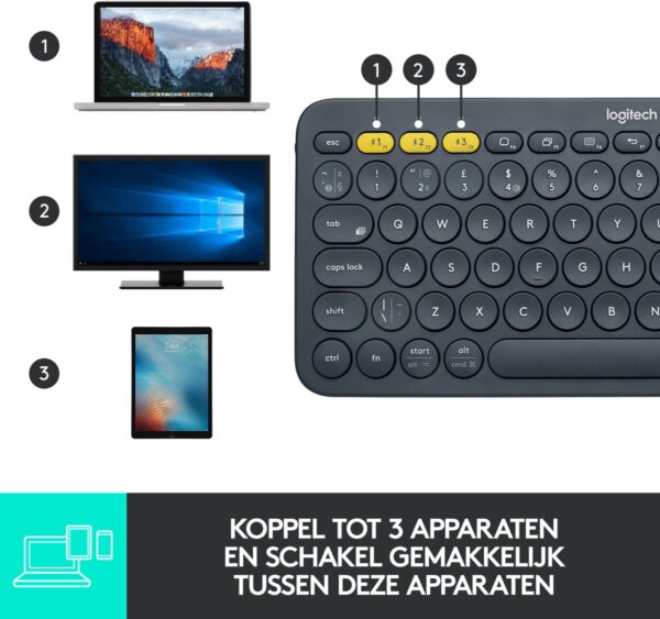 Logitech K380 - Draadloos Bluetooth Toetsenbord - Grijs - Afbeelding 6