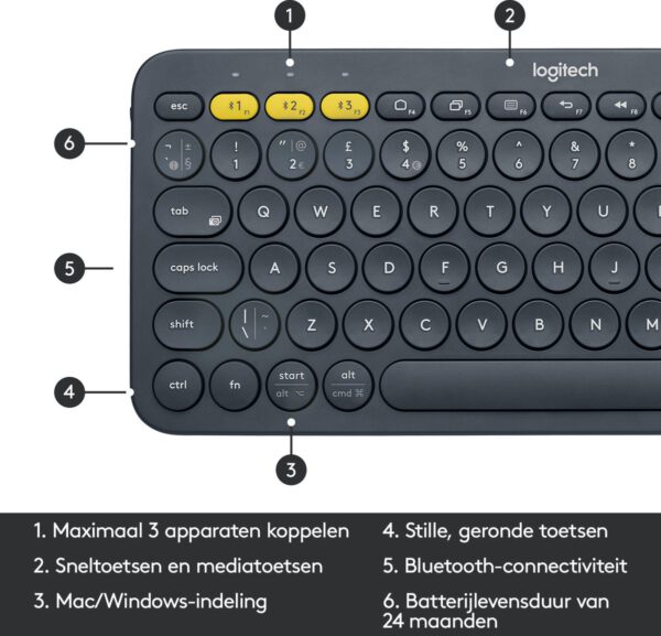 Logitech K380 - Draadloos Bluetooth Toetsenbord - Grijs - Afbeelding 11