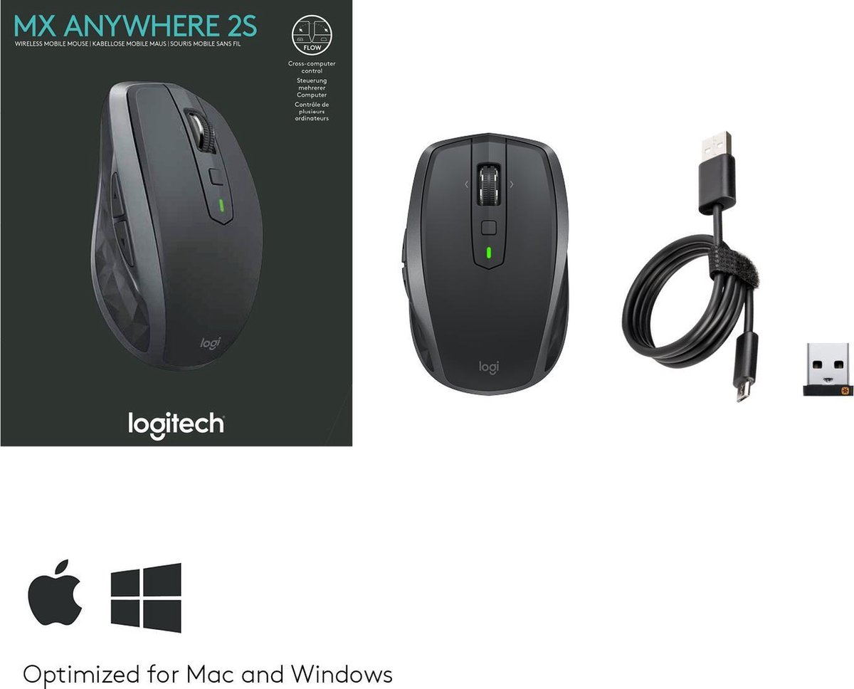 Logitech MX Anywhere 2S - Draadloze Muis - Grijs - Afbeelding 12