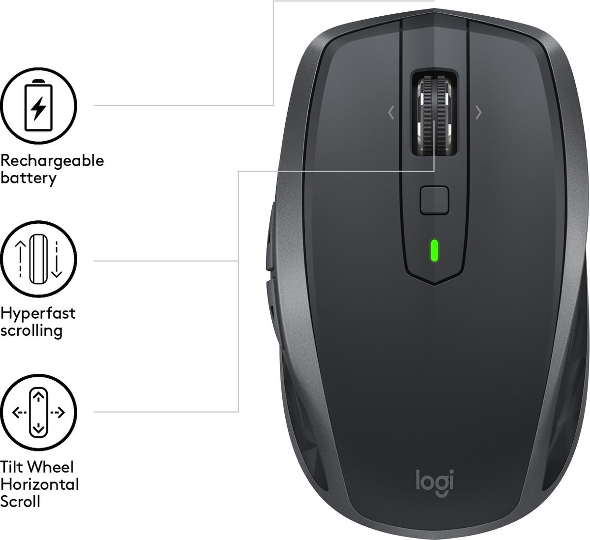 Logitech MX Anywhere 2S - Draadloze Muis - Grijs - Afbeelding 10