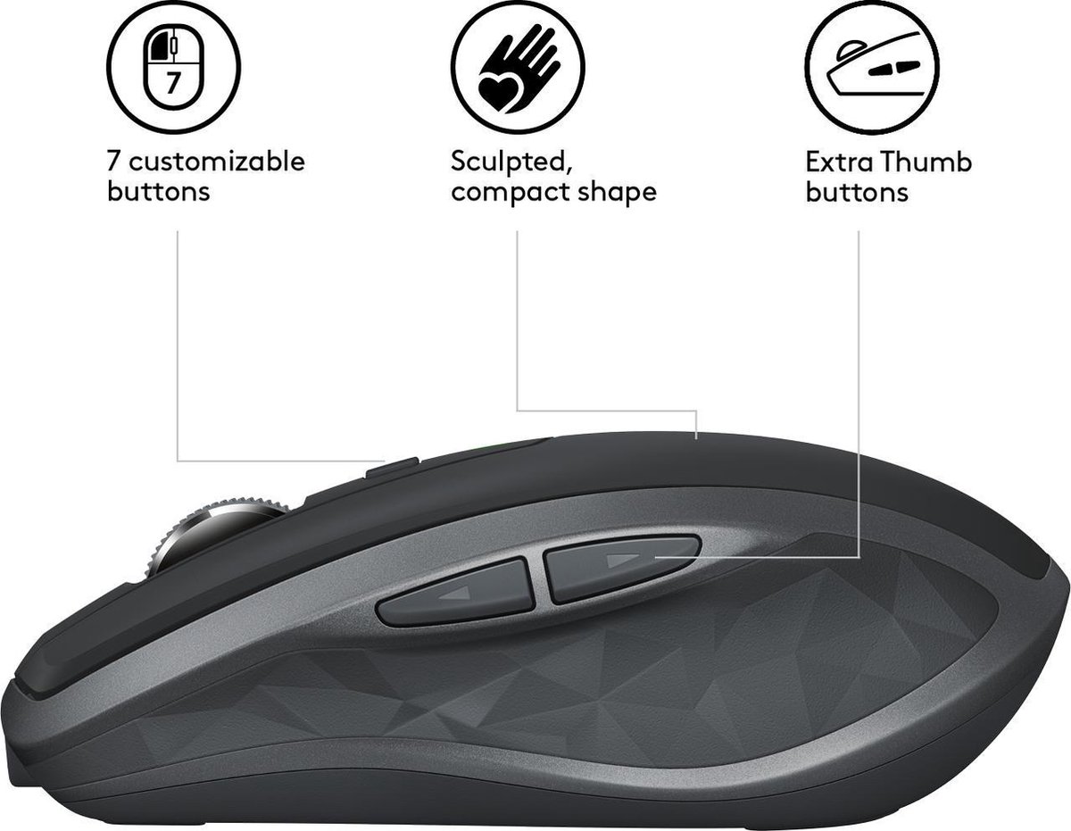 Logitech MX Anywhere 2S - Draadloze Muis - Grijs - Afbeelding 7