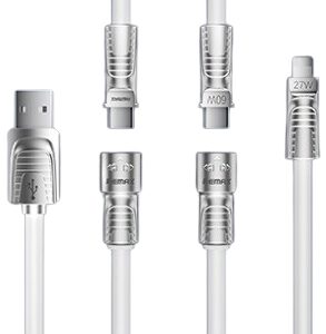Remax RC-C168 - USB Kabel - 4in1 - USB-C/IPhone/USB-A - 60W - 1.5m - Wit