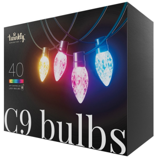 Twinkly C9 lampen - App gestuurde - LED-lichtslinger met 40 RGB LED's - 12m - Groene kabel - Slimme buitenverlichting