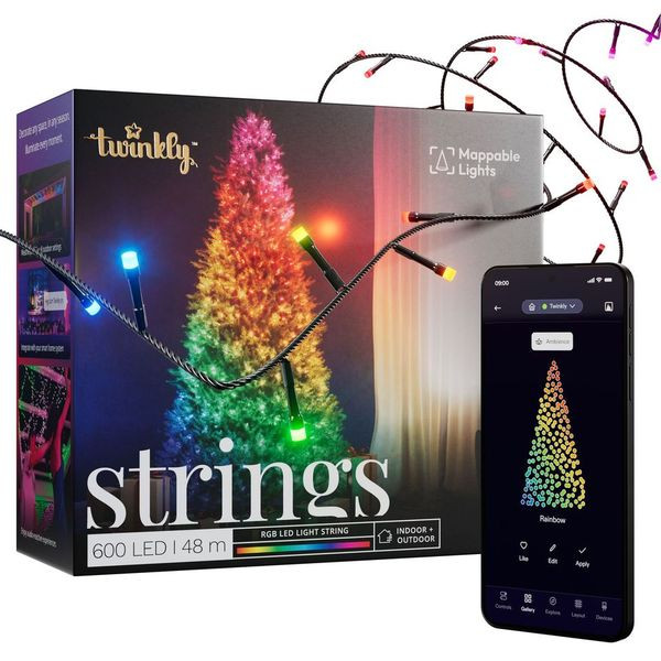 Twinkly Strings Lichtsnoer - 48M - LED - 600LED RGB - Dimbaar - Binnen & Buiten