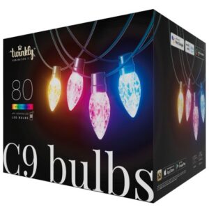 Twinkly C9 lampen - App gestuurde - LED-lichtslinger met 80 RGB LED's - 24,4m - Groene kabel - Slimme buitenverlichting