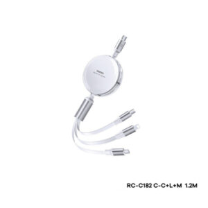 Remax RC-C182 - USB Kabel - 3in1 - USB-C/Micro/Iphone Output - 1.2m - 100W - Wit