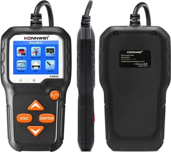 Konnwei KW650 - Motorfiets & Auto Accutester 6 - 16 Volt - Afbeelding 3