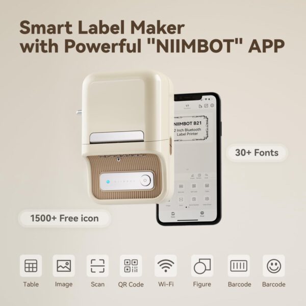 Niimbot B21 Pro Labelprinter - Creamy White - 300dpi - Afbeelding 6