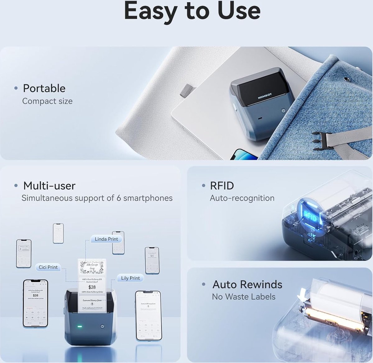 Niimbot B31 - Labelprinter - Space Blue - Bluetooth-multi-verbinding - Afbeelding 11