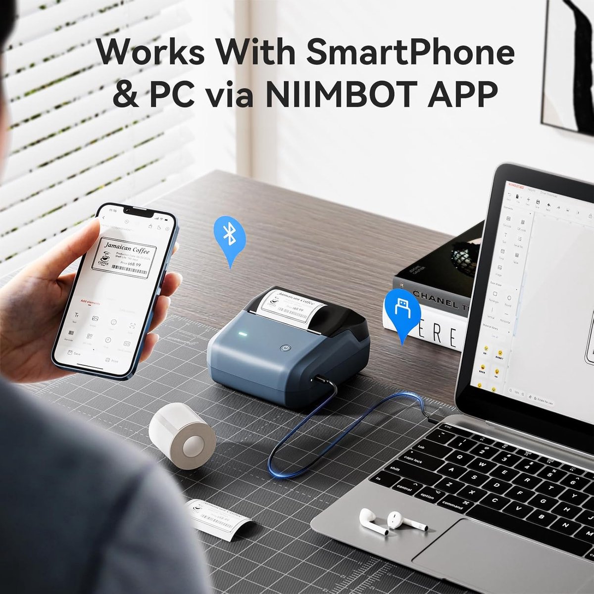 Niimbot B31 - Labelprinter - Space Blue - Bluetooth-multi-verbinding - Afbeelding 10