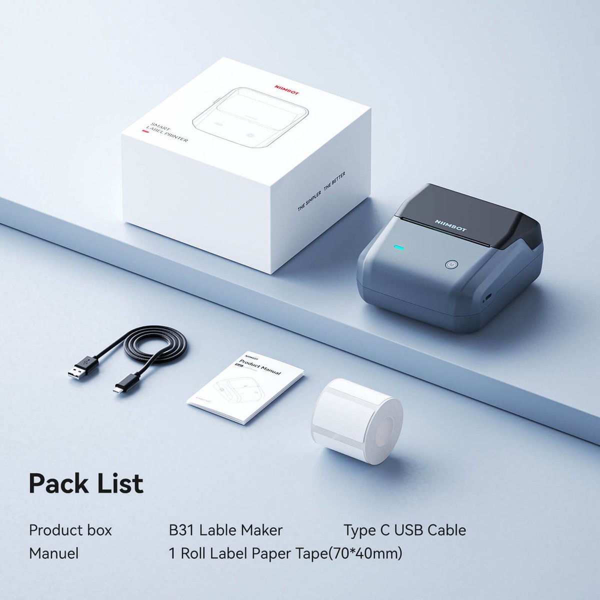 Niimbot B31 - Labelprinter - Space Blue - Bluetooth-multi-verbinding - Afbeelding 7