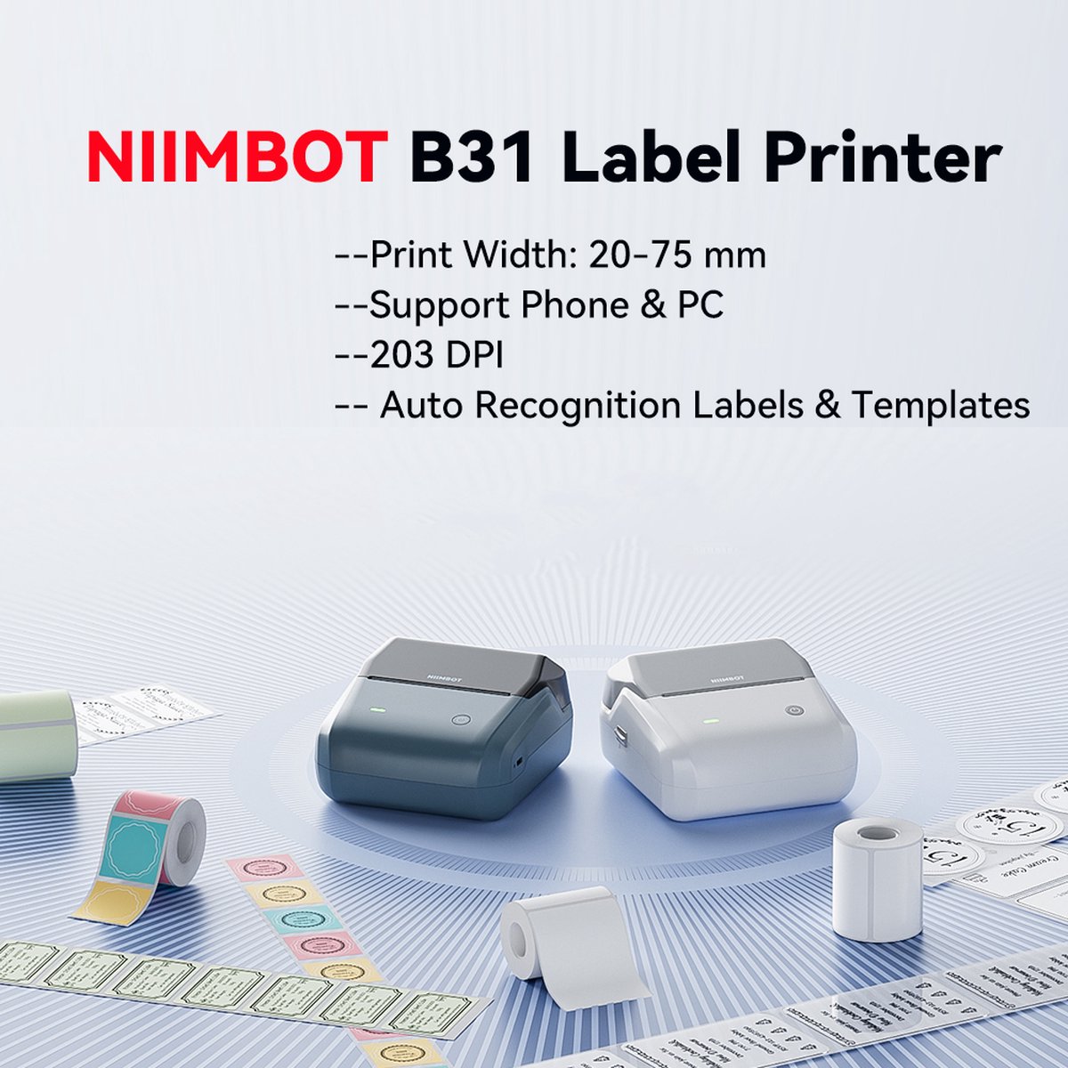 Niimbot B31 - Labelprinter - Space Blue - Bluetooth-multi-verbinding - Afbeelding 4