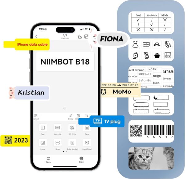 Niimbot - Labels/Etiketten B18 - 12,5x109 Kabel - Blauw - Afbeelding 3