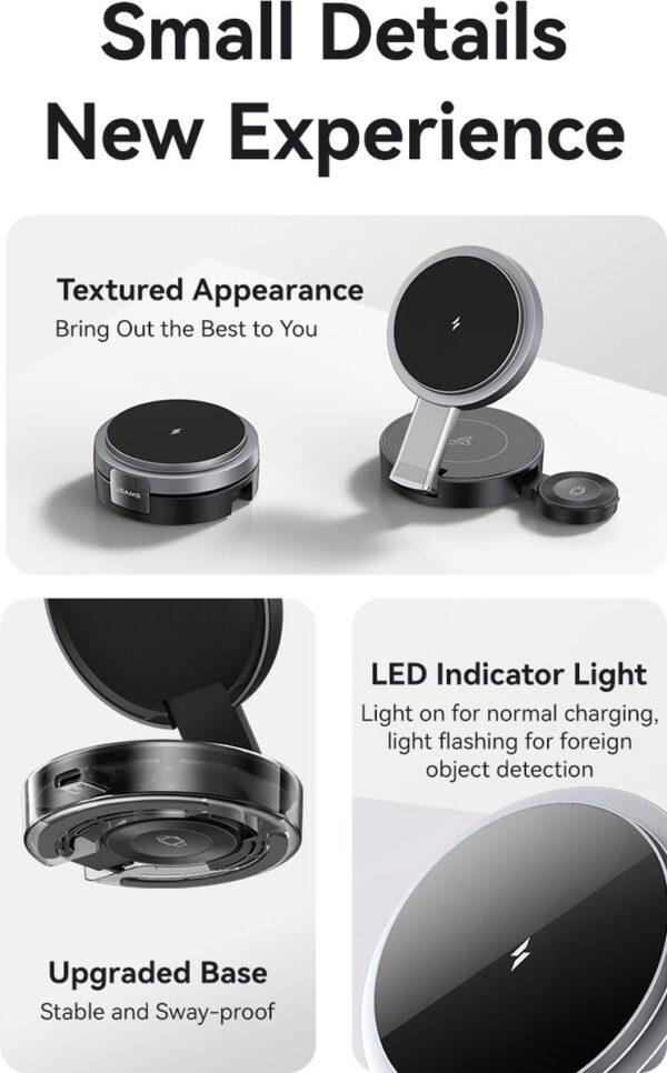 USAMS CD234 - Draadloze oplader - Foldable - 3 in 1 - 15W - Afbeelding 7