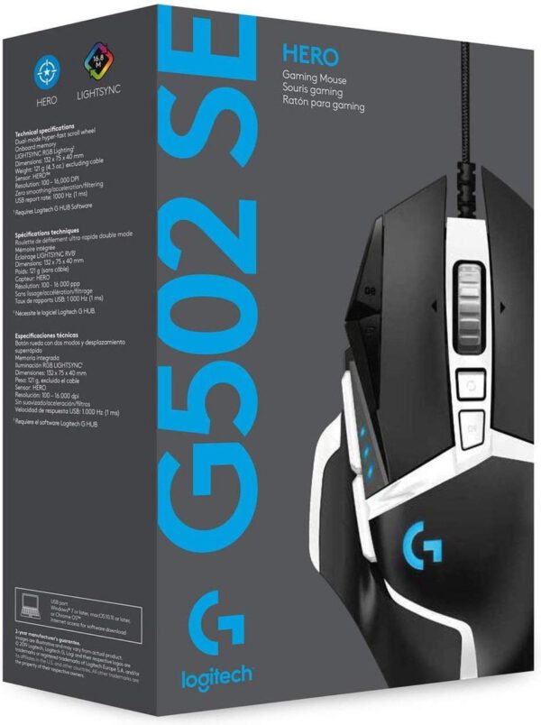 Logitech G502 SE HERO - Gaming Mouse - Zwart/Wit - Afbeelding 4