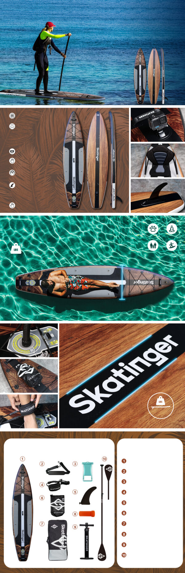 Skatinger Waverider 380x86x15 cm (12'6'') allround SUP board - Afbeelding 2