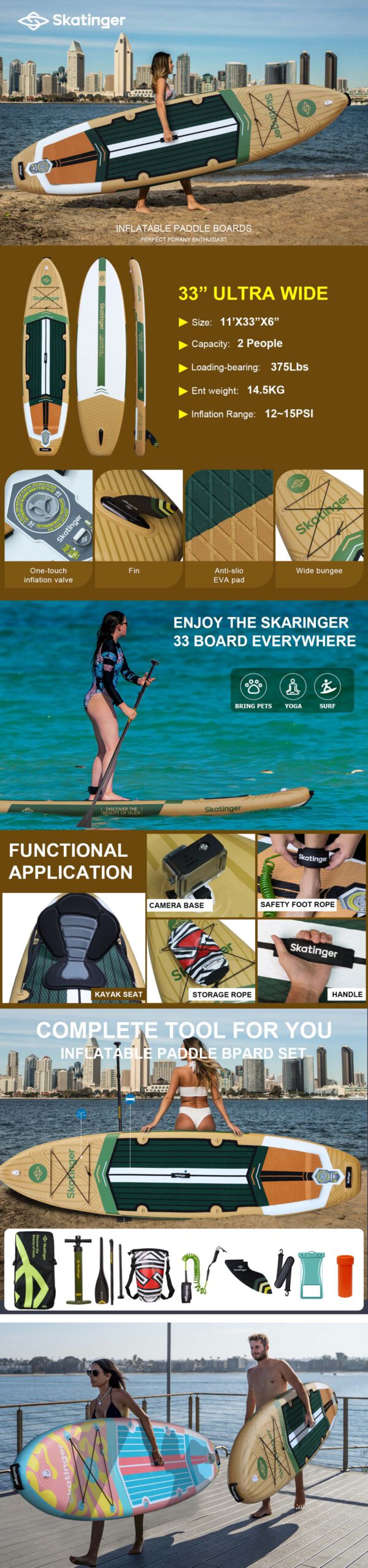 Skatinger Peninsula Trojan Horse 335x84x15 cm (11') touring SUP board - Afbeelding 9