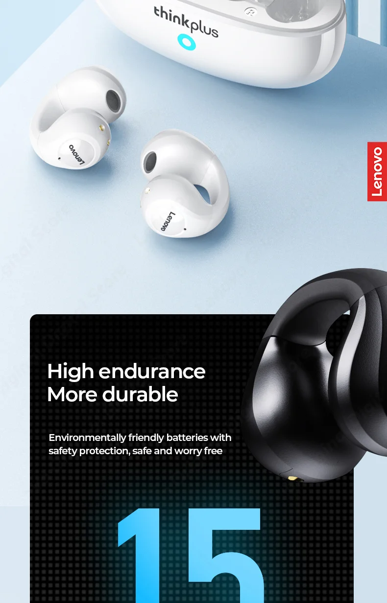 Lenovo XT83 II - Bluetooth oordopjes - Oorclip - Wit - Afbeelding 3