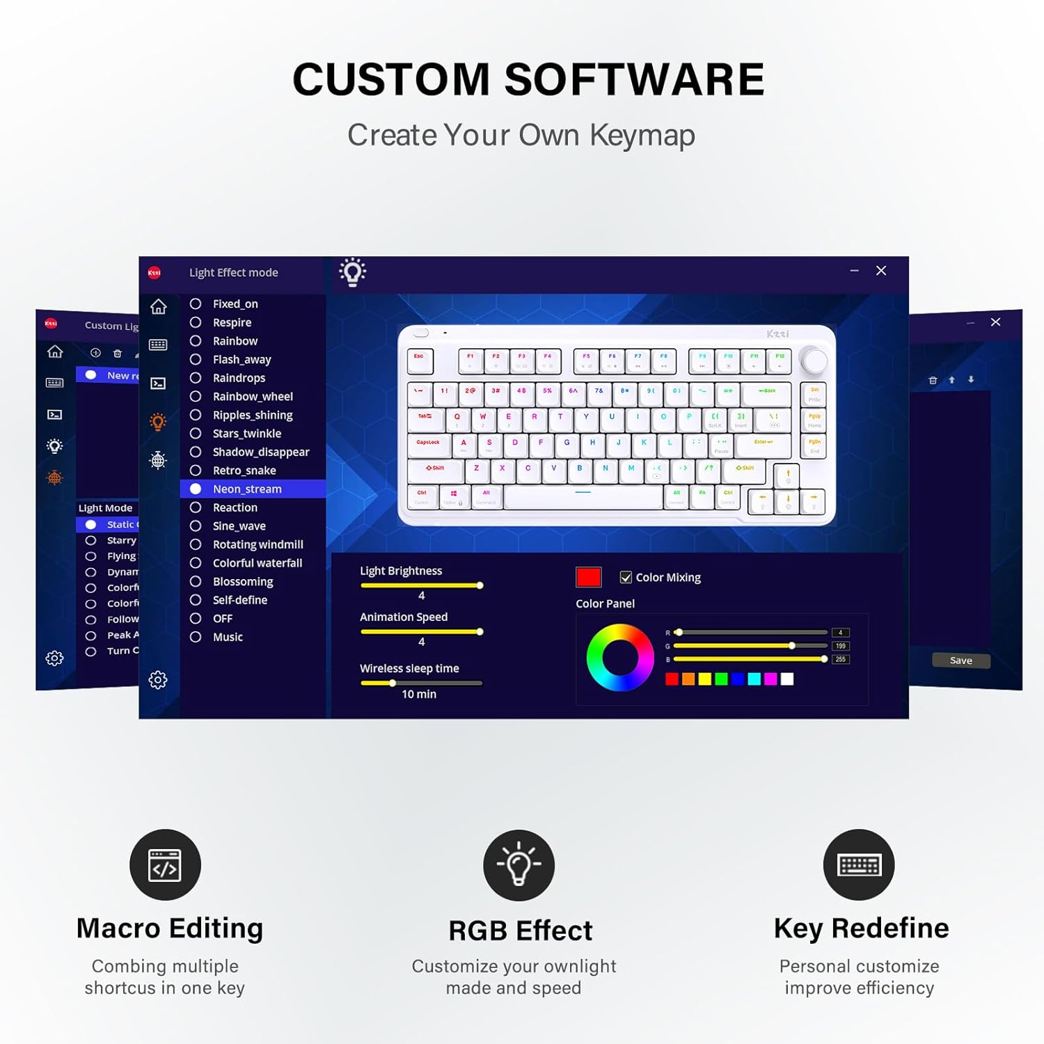 KZZI I75 - Toetsenbord - Wit - Low Profile - Red Switch - Afbeelding 10