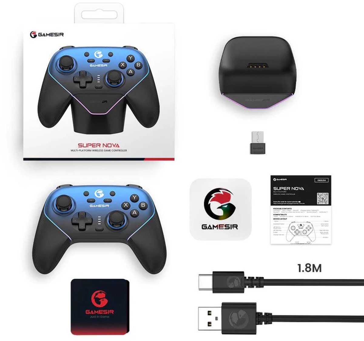 GameSir Super Nova - Controller - Voor Switch/Switch 2/PC/Mobile - Blauw