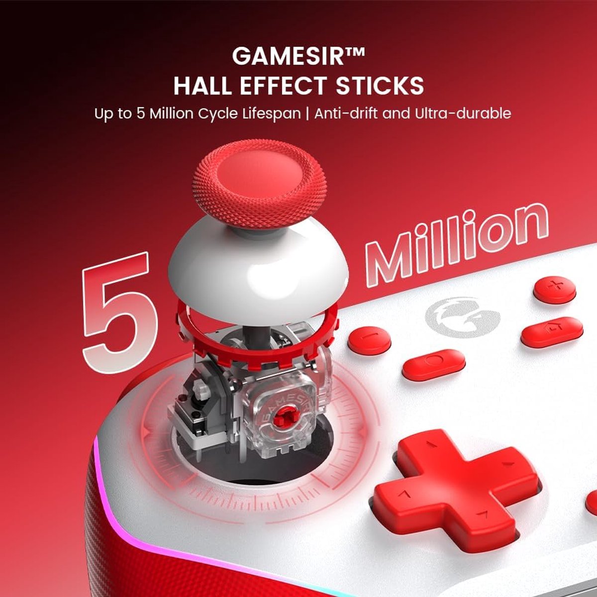 GameSir Super Nova - Controller - Voor Switch/Switch 2/PC/Mobile - Rood