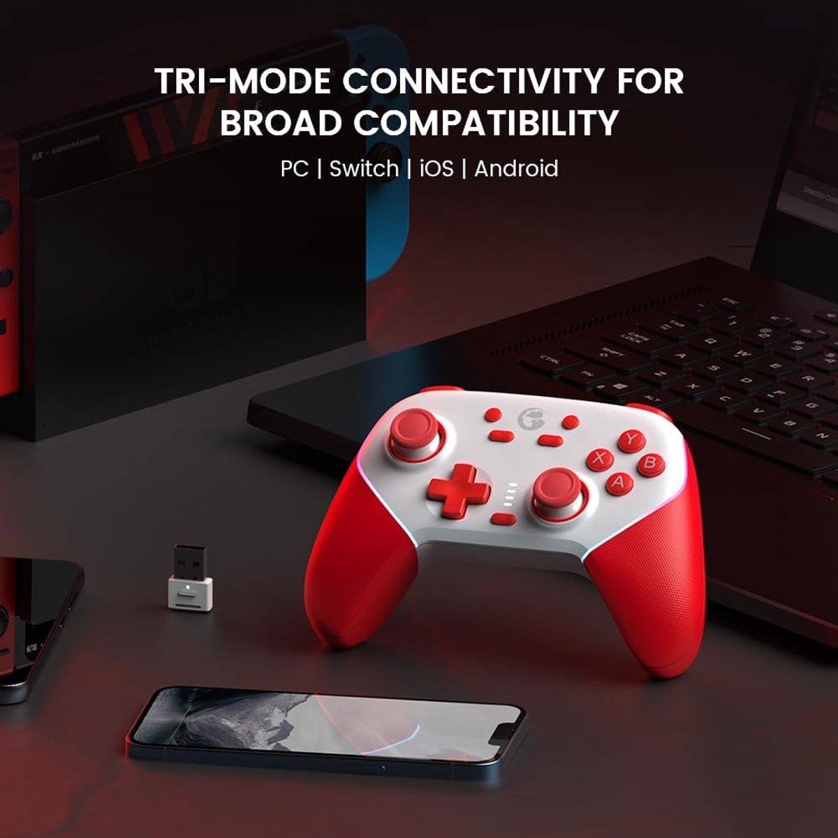 GameSir Super Nova - Controller - Voor Switch/Switch 2/PC/Mobile - Rood