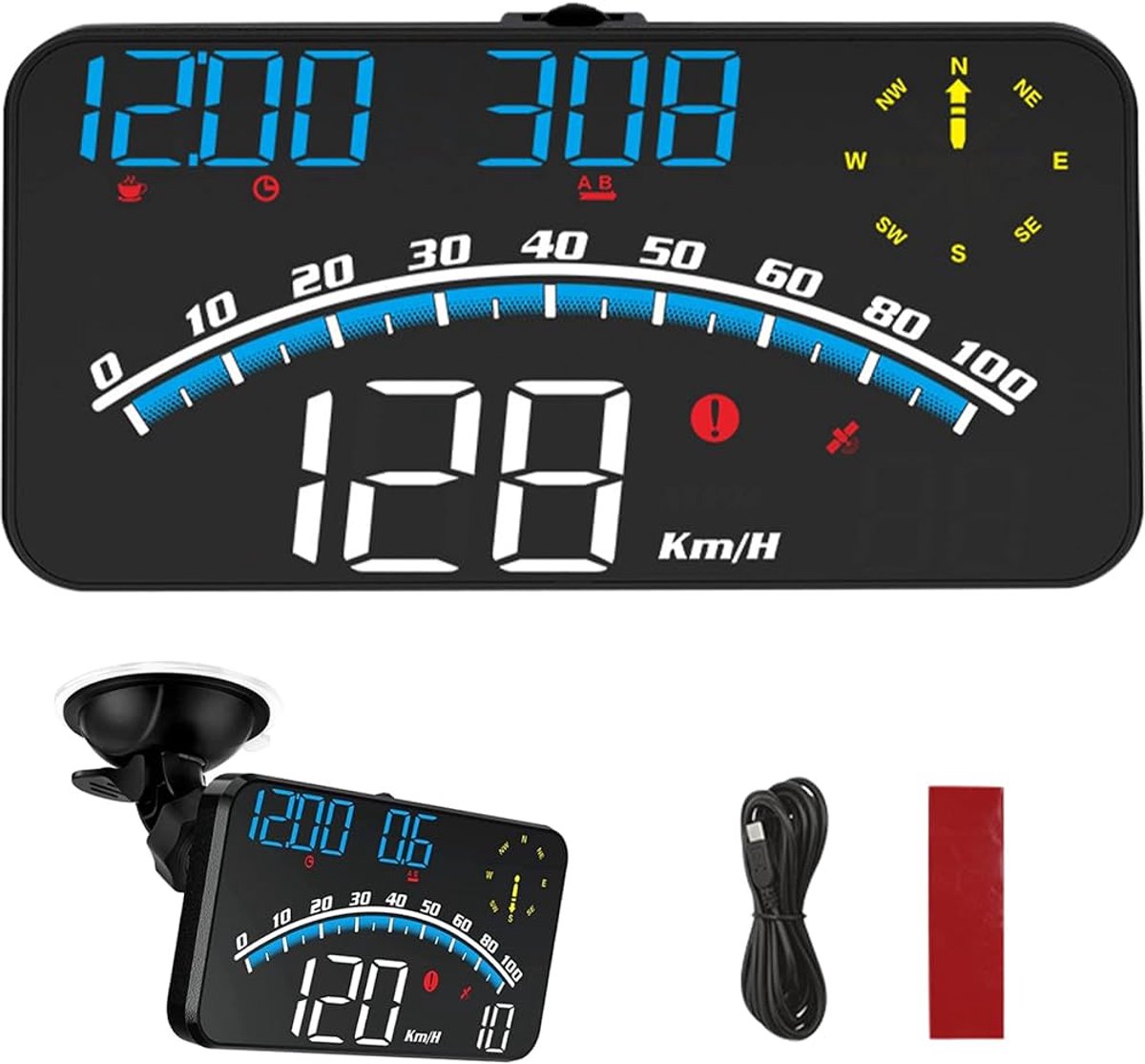 WiiYii G10 - HUD - GPS - Snelheidsmeter en rijrichting voor veilig autorijden
