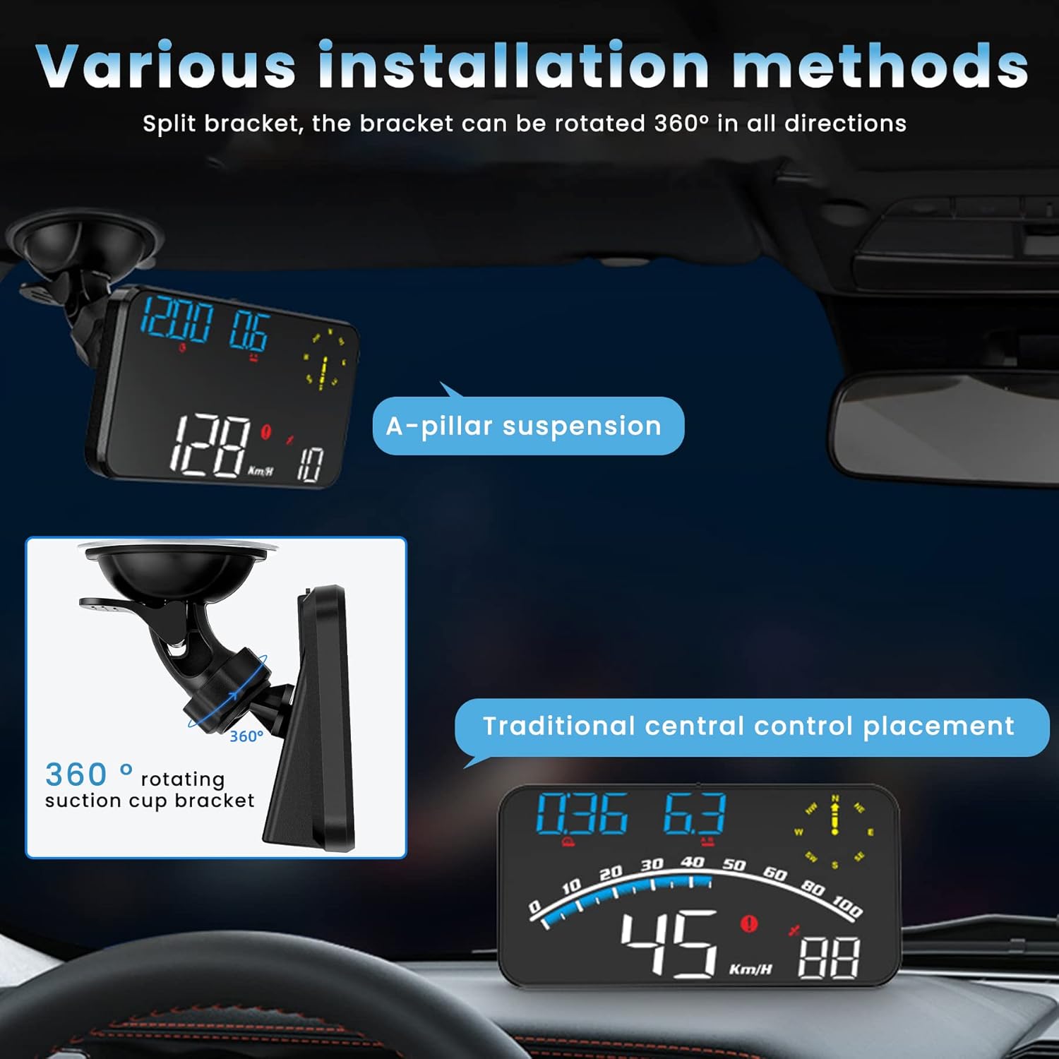 WiiYii G10 - HUD - GPS - Snelheidsmeter en rijrichting voor veilig autorijden