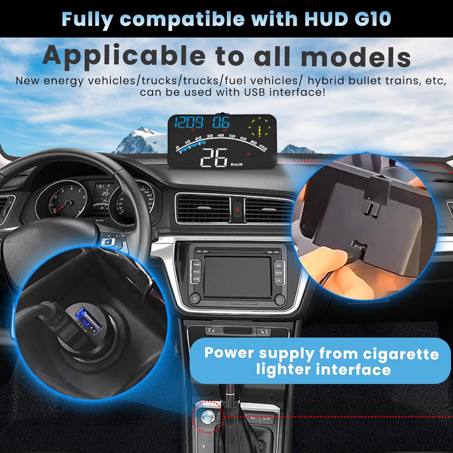 WiiYii G10 - HUD - GPS - Snelheidsmeter en rijrichting voor veilig autorijden