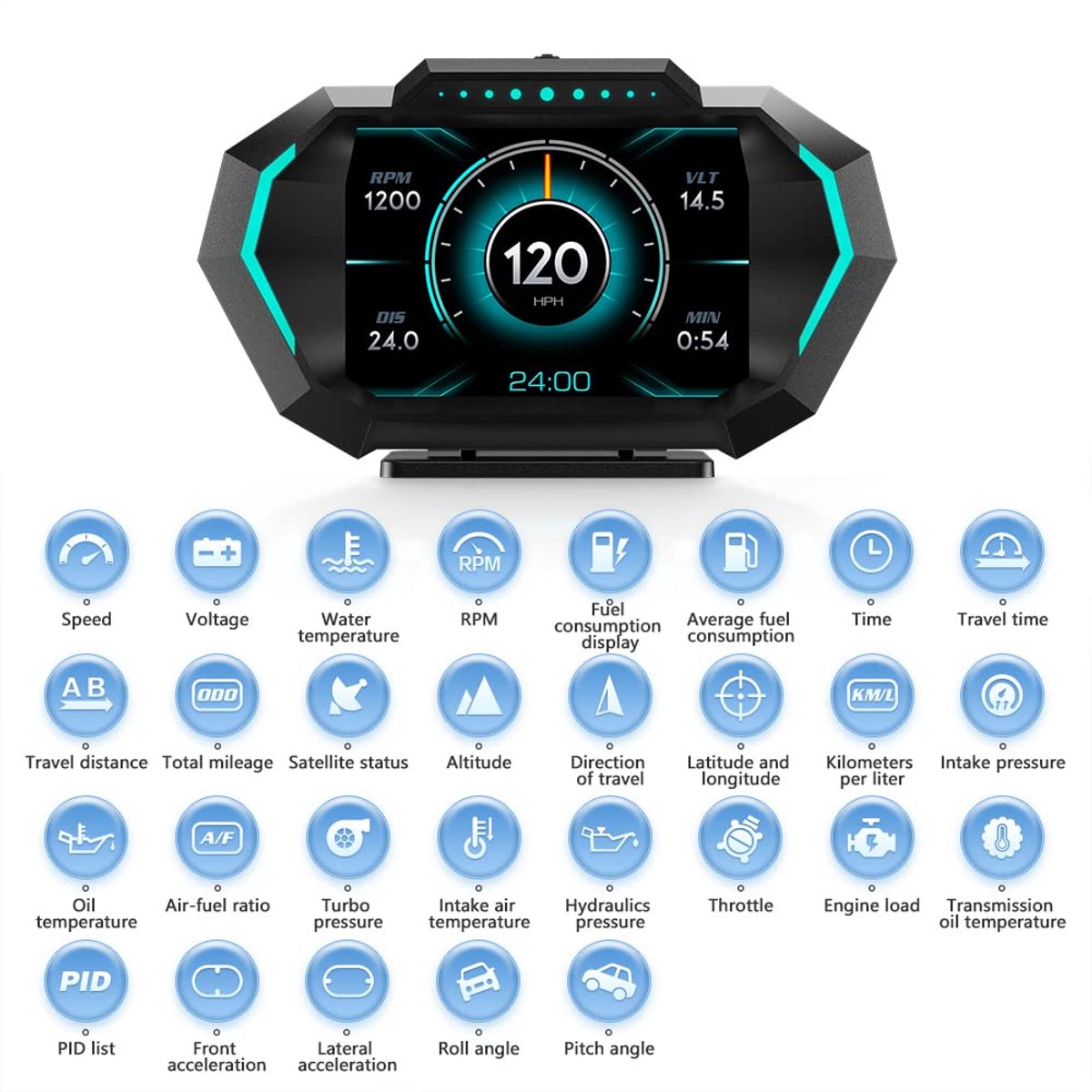 WiiYii P24 - OBD2 - HUD - Snelheidsmeter